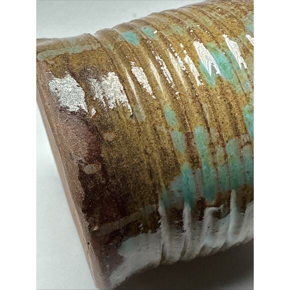 MCM Bailey Studio Art Pottery Glazed Vase Weed Pot Brown Green As Is - Picture 8 of 15